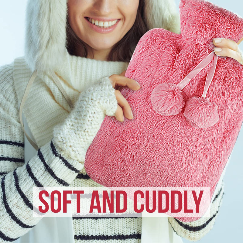 [Australia] - Femplete Hot Water Bottles with Cover UK Large & Small Hot Water Bottle with Cover UK Mini Hot Water Bottle Pouch Waist Hot Water Bag for Kids & Girls Soft Fluffy Furry (2l, 1.0) 2l 