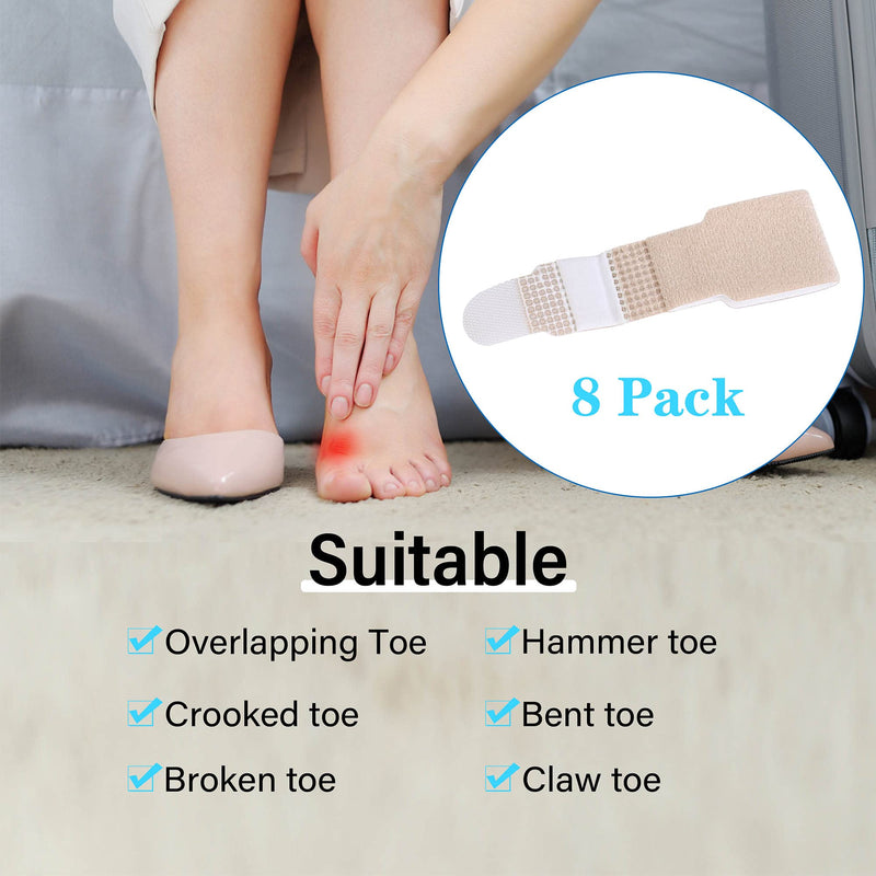 [Australia] - DYKOOK Broken Toe Wraps 8 Pcs/Pack Fabric Toe Splint Toe Cushioned Bandages Finger Protectors Straightener Separators 