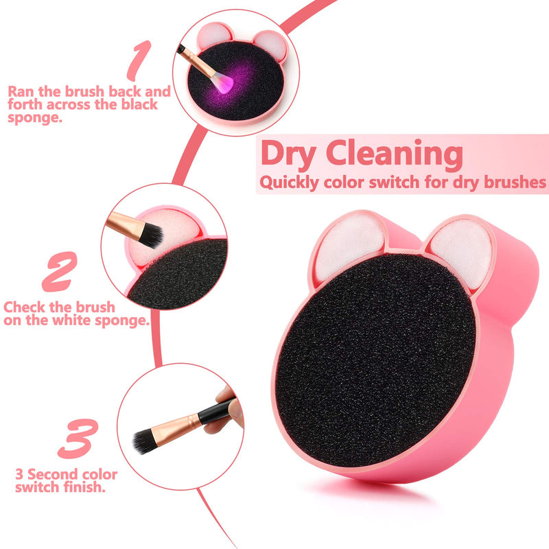 [Australia] - TailaiMei 2 Pack Makeup Brush Cleaning Mat with Color Removal Sponge, 2 in 1 Design Silicone Cleaner Pad for Dry Brush Color Switch and Wet Cleaning (Pink&Purple) 