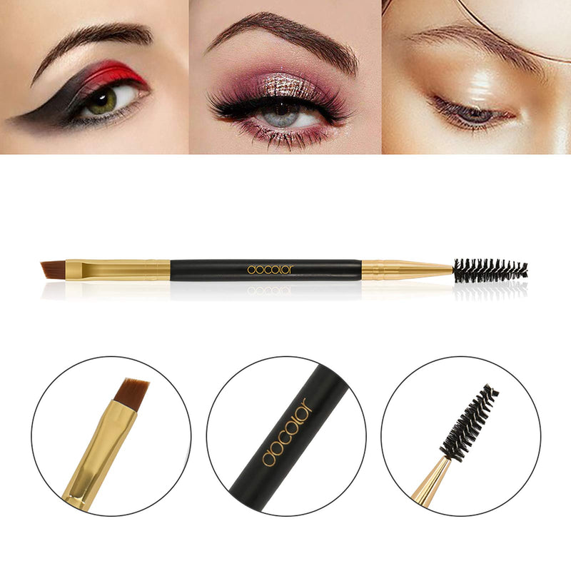 [Australia] - 2pcs Docolor Duo Eyebrow Brush, Professional Eye Makeup Tool, Eyeshadow Brush and Spoolie Brush Black 2pcs black 