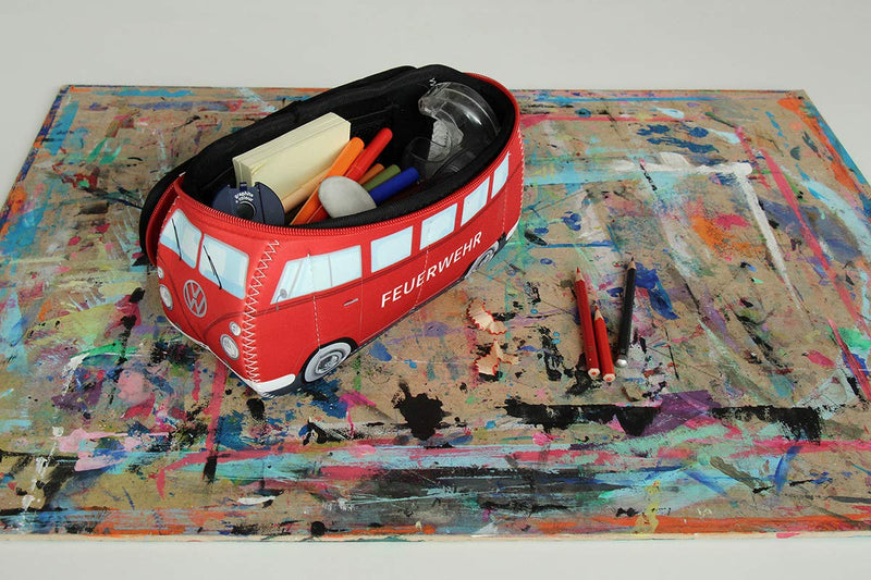 [Australia] - BRISA VW Collection - Volkswagen Samba Bus T1 Camper Van 3D Neoprene Small Universal Bag - Makeup, Travel, Cosmetic Bag (Neoprene/Feuerwehr/Fire Engine) 