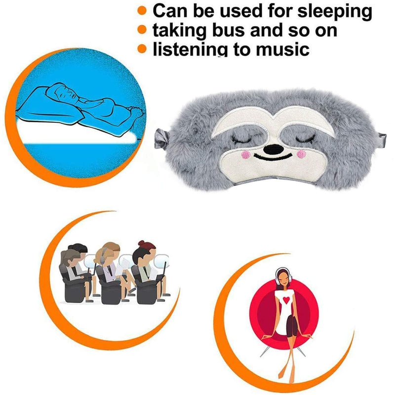 [Australia] - Eye Mask for Sleeping, Ulife Mall Cute Sloth Funny Animal Soft Fluffy Plush Sleep Mask Novelty Blindfold Breathable Silk Eye Cover for Women Men Girls Kids Night Nap Travel Meditation - Sloth Grey_sloth 