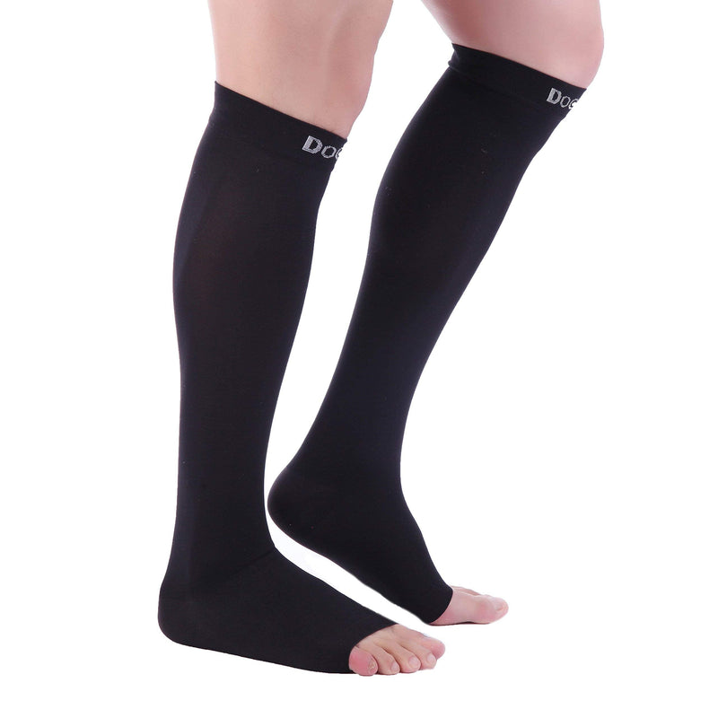 [Australia] - Doc Miller Open Toe Compression Socks 1 Pair 15-20 mmHg Firm Support Black Medium 