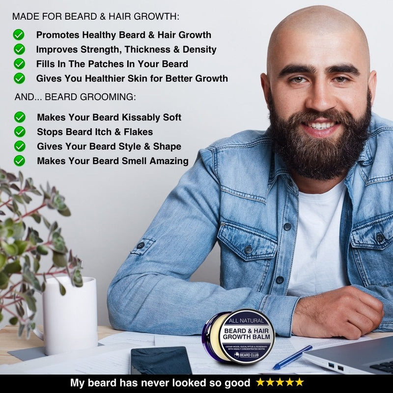 [Australia] - All Natural Beard Balm For Beard & Hair Growth | With Biotin, Cedar Wood, Eucalyptus & Rosemary Oil | Beard Conditioner & Softener, Increase Growth, Reduce Patches, Style & Stop Itch & Flakes 