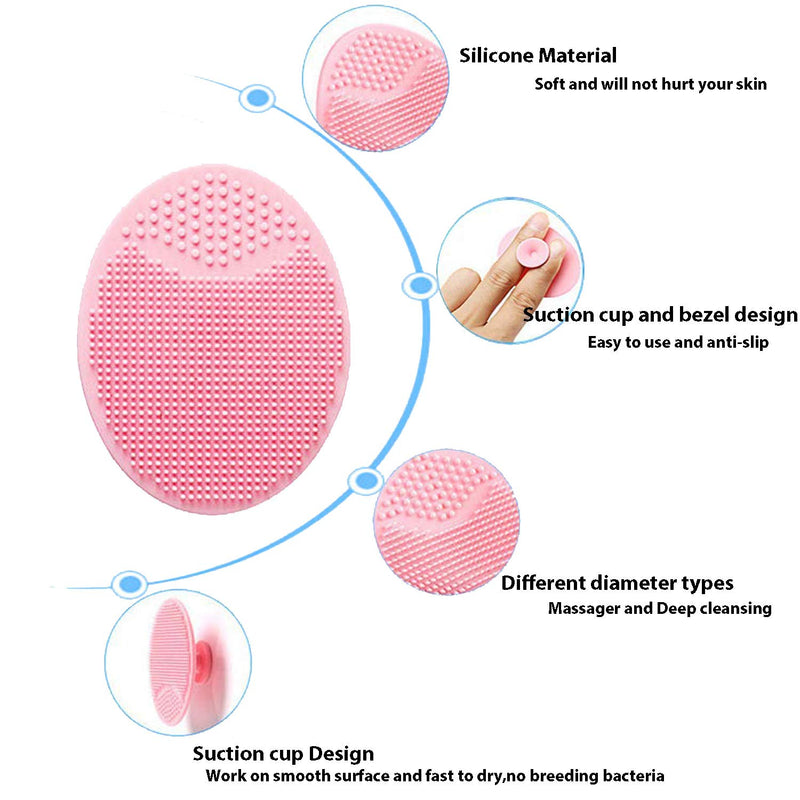 [Australia] - Face Scrubber,Soft Silicone Facial Cleansing Brush Wash Sponge Massage Pore Blackhead Removing Exfoliating Scrub for Sensitive Greasy Dry and All Kinds of Skin (Pink+Purple) Pink+Purple 