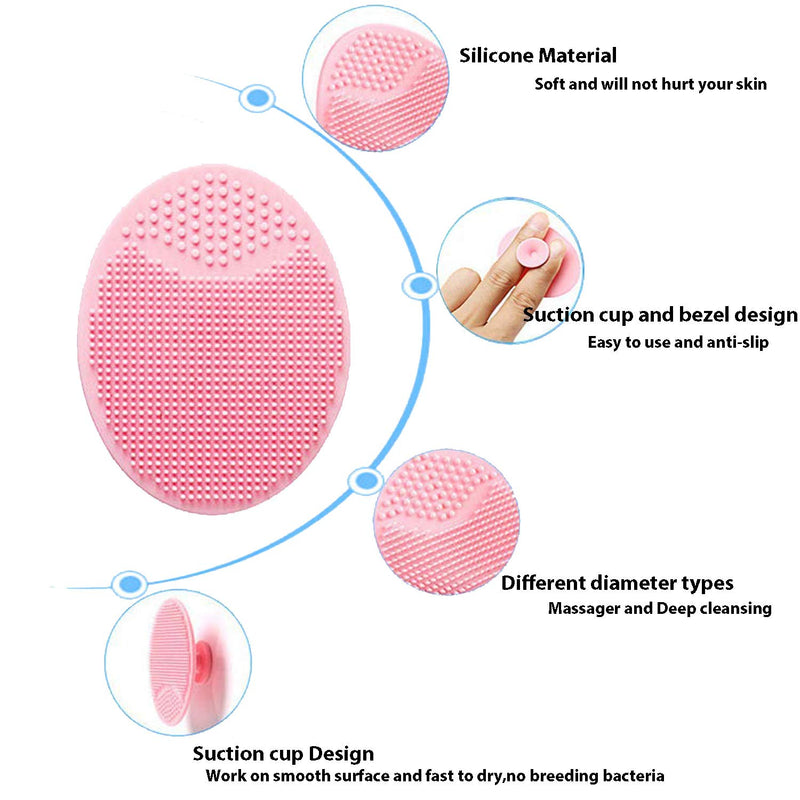 [Australia] - HieerBus Facial Cleansing Brush,Soft Silicone Face Scrubber,Facial Exfoliation Scrub for Massage Pore Cleansing Blackhead Removing Deep Scrubbing for All Kinds of Skins (2ed-Pink+Purple) 2ed-Pink+Purple 