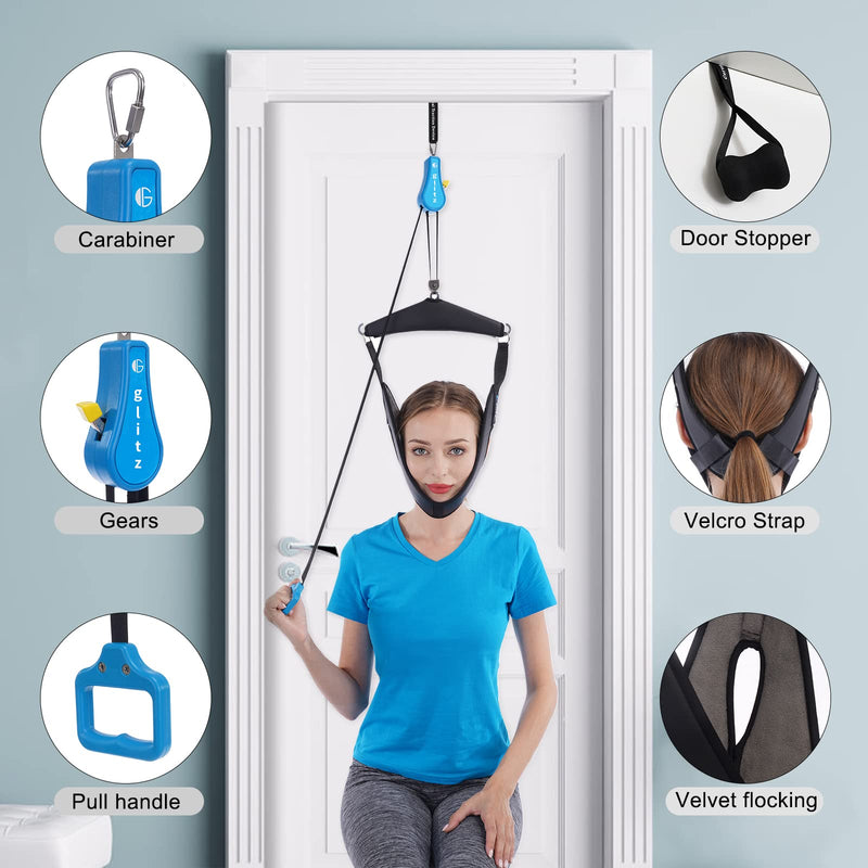 [Australia] - Cervical Neck Traction Device for Home Use, Portable Neck Stretcher Hammock Over Door for Neck Pain Relief, Neck Sling for Spine Decompression 