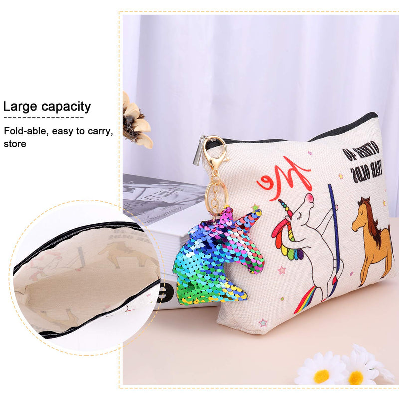 [Australia] - Birthday Cosmetic Bag Birthday Makeup Bag and Unicorn Flip Sequin Keychain for Women, Mom, Wife, Friend, Sister, Her, Colleague, Coworker (40th Print) 40th Print 