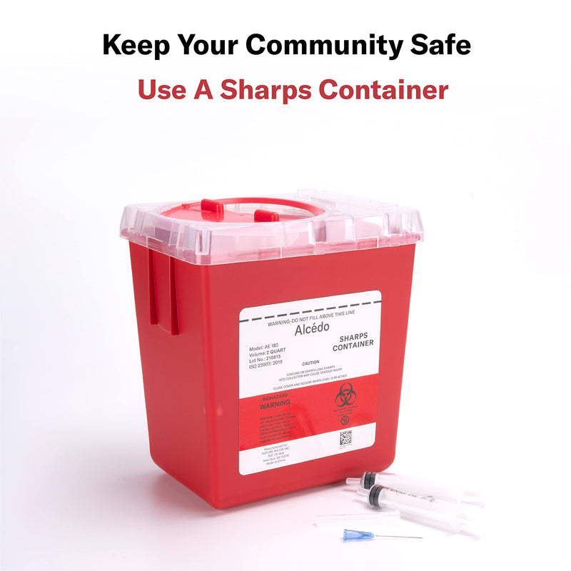 [Australia] - Alcedo Sharps Container for Home and Professional Use 2 Quart (3-Pack), Biohazard Needle and Syringe Disposal, Medical Grade 3 