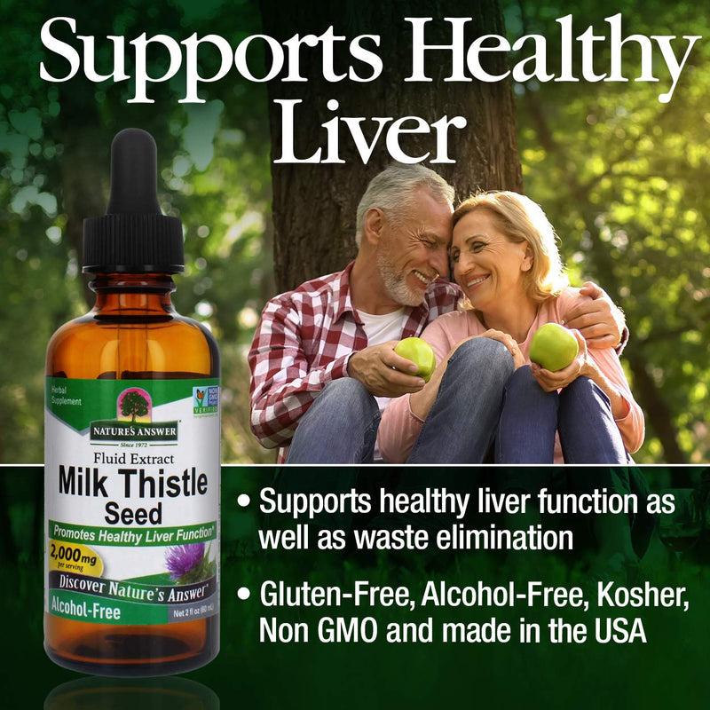 [Australia] - Nature's Answer Milk Thistle Extract | Promotes Healthy Liver Function | Cleanse and Detox Supplement | Non-GMO, Kosher Certified, Alcohol-Free& Gluten-Free (2 Fl Oz (Pack of 1)) 2 Fl Oz (Pack of 1) 