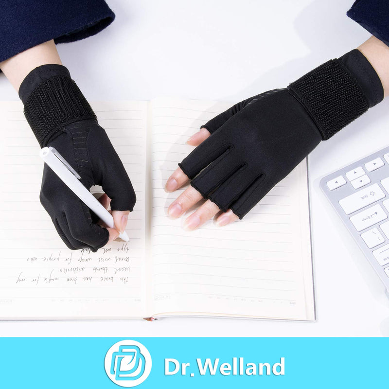 [Australia] - Dr.Welland Medical Arthritis Gloves with Strap, Best Open Finger Glove Hand Wrist Support for Rheumatoid Arthritis, Carpal Tunnel, RSI, Tendonitis, Daily Healing, Hand Pain Relief – Men/Women Small/Medium (2 Count) 