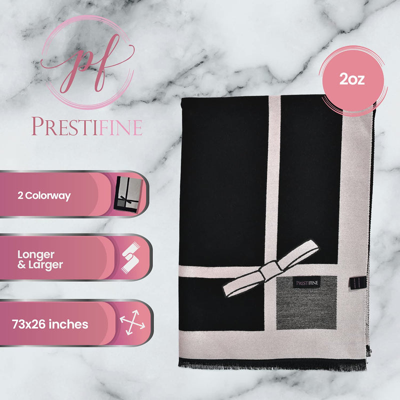 [Australia] - Prestifine Cashmere Women’s Shawl - Soft Pashmina Wrap Scarf Blanket - 73 x 26 Black 