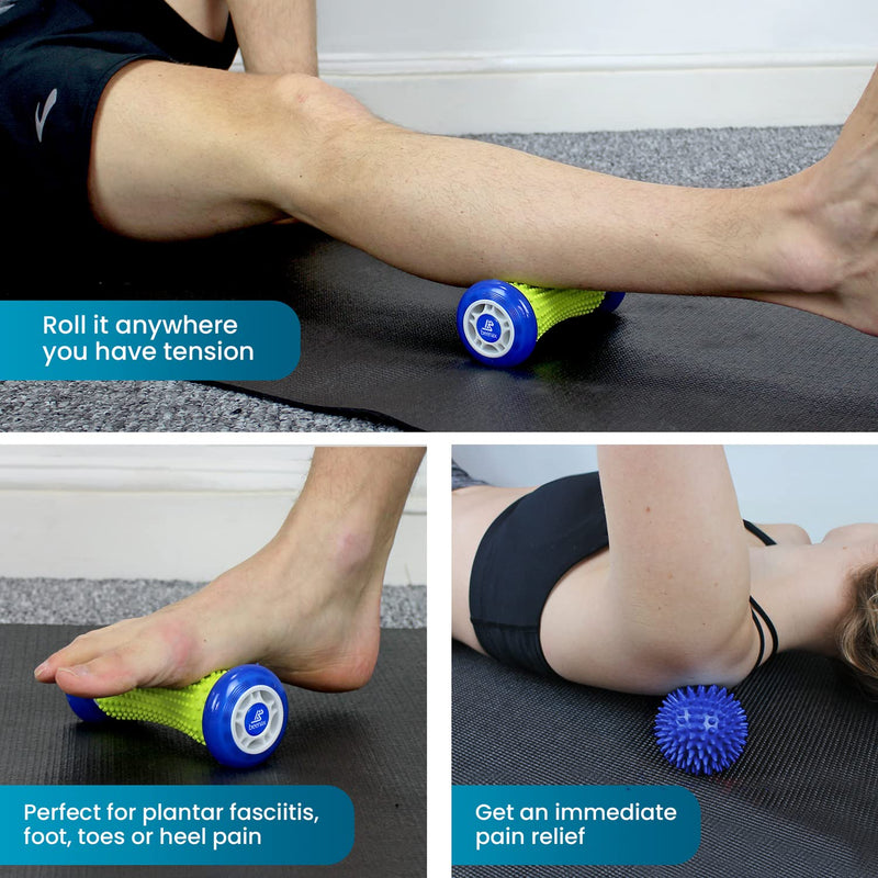 [Australia] - Beenax Foot Massage Roller and Hard Spiky Ball Set - Perfect for Plantar Fasciitis Recovery, Wrists and Forearms Exercise, Arm Pain, Trigger Point - Designed to Relieve Stress and Relax Tight Muscles 