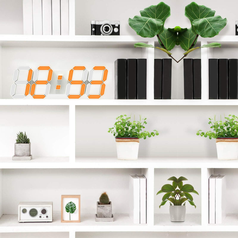 [Australia] - 3D LED Wall Clock 7 Colors 15" with Remote Control,Digital Alarm Clock Adjustable Brightness Timer 12/24 Hr Time/Date/Temperature for Bedroom/ Living Room/Office 15 INCH 