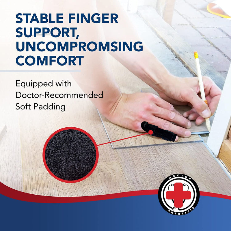 [Australia] - Dr. Arthritis Doctor Developed Finger Splint and Handbook [1-Piece] Trigger Finger Brace - Braces, Splints & Supports Index, Middle, Ring & Pinky Finger - Padded Finger Splints for Straightening Black, S/M 1 