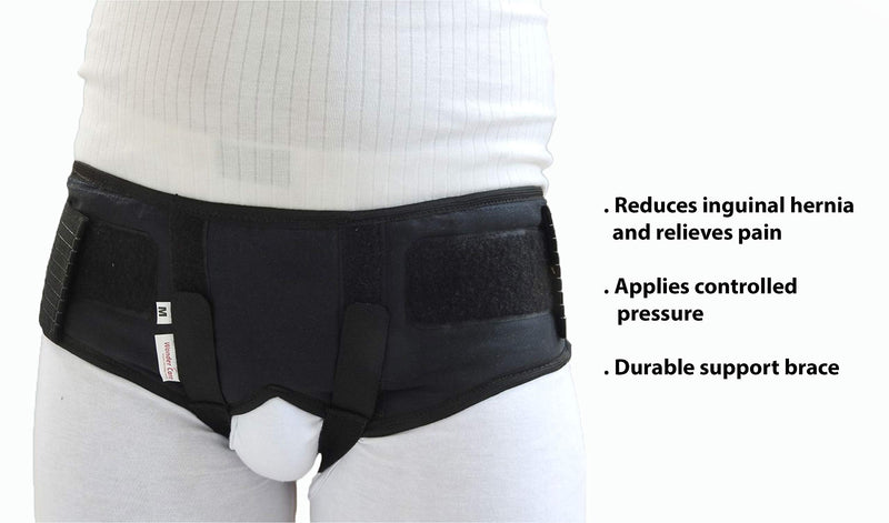 [Australia] - Wonder Care- Inguinal Hernia Support post-surgery Hernia pain relief Truss Brace for Double Inguinal or Sports Hernia with 2 Removable Compression Pads & Adjustable Groin Straps-Large L(36"-39") 