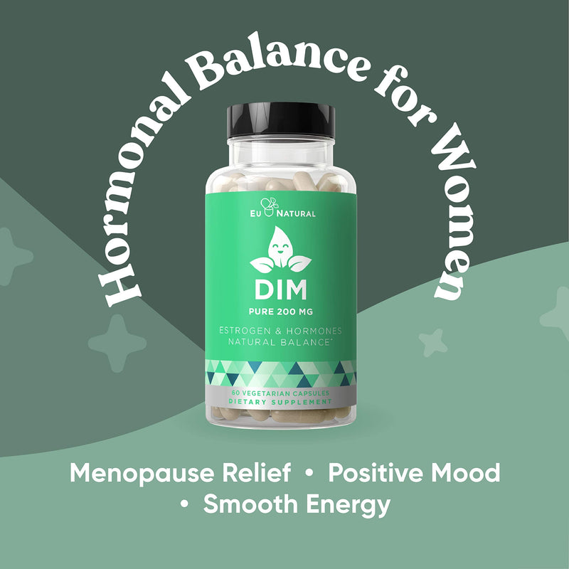 [Australia] - DIM Supplement Pure 200 Mg – Energy Fatigue & Stress Relief, Estrogen Balance, Menopause & Hot Flashes, Hormonal Support for Women – Enhanced Bioavailability BioPerine – 60 Vegetarian Soft Capsules 
