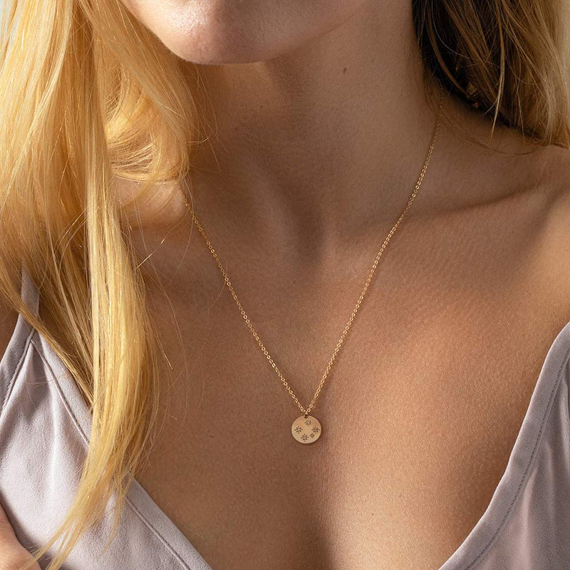 [Australia] - MONOZO Zodiac Necklace for Women, 14K Gold Filled CZ 12 Constellation Pendant Necklace Minimalist Zodiac Sign Necklaces Astrology Disc Necklace Jewelry Gifts for Girls Gemini 