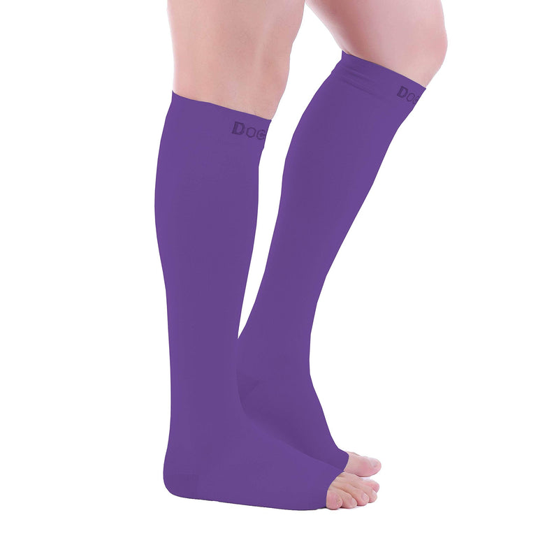 [Australia] - Doc Miller Open Toe Compression Socks 1 Pair 20-30mmHg Support Circulation Recovery Shin Splints Varicose Veins Violet XX-Large 
