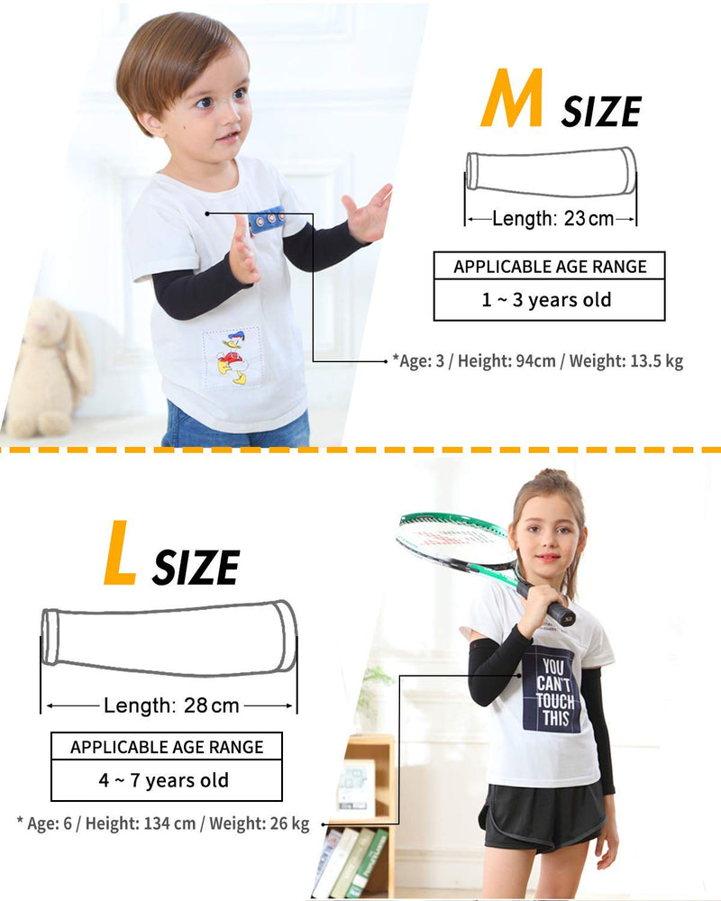 [Australia] - Newbyinn 1 or 3 Pairs Arm Sleeves for Kids Child Toddlers, UV Sun Protection, Cooling Sleeves to Cover Arms M-1 Pair Black Medium 