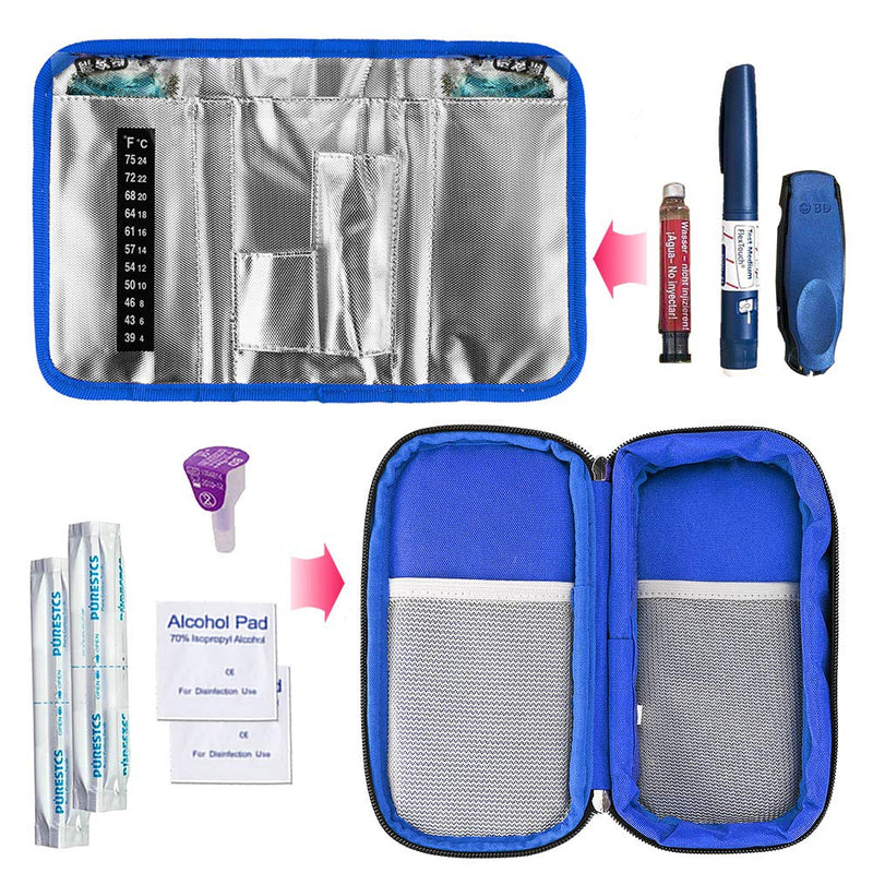 [Australia] - YOUSHARES Insulin Cooler Travel Case - Medication Diabetic Insulated Organizer Portable Cooling Bag for Insulin Pen and Diabetic Supplies with 2 Cooler Ice Pack (Blue) Blue 