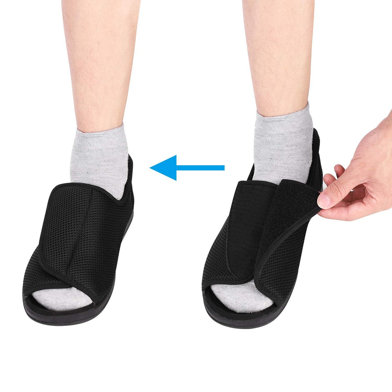 [Australia] - Men's Open Toe Diabetic Slippers Adjustable Orthopedic Walking Shoes Wide House Diabetic Shoes Comfortable Footwear Sandals Durable Square Toe Support Brace for Swollen Feet, Edema Elderly black 10 