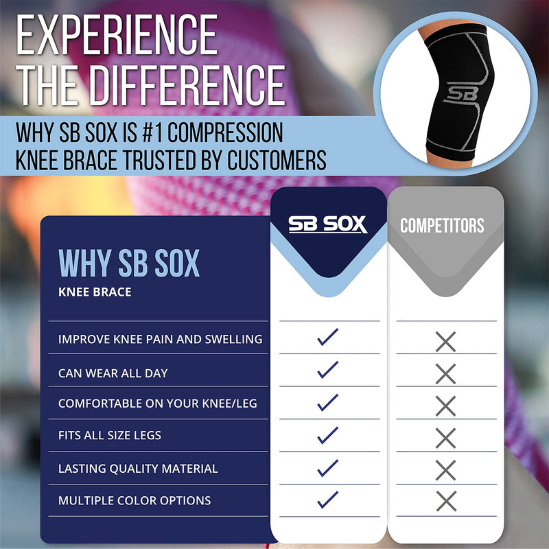 [Australia] - SB SOX Compression Knee Brace - Great Support That Stays in Place - Perfect for Recovery, Everyday Use - Best Treatment for Pain Relief, Meniscus Tear, Arthritis (Solid - Black, Large) Solid - Black Large (Pack of 1) 