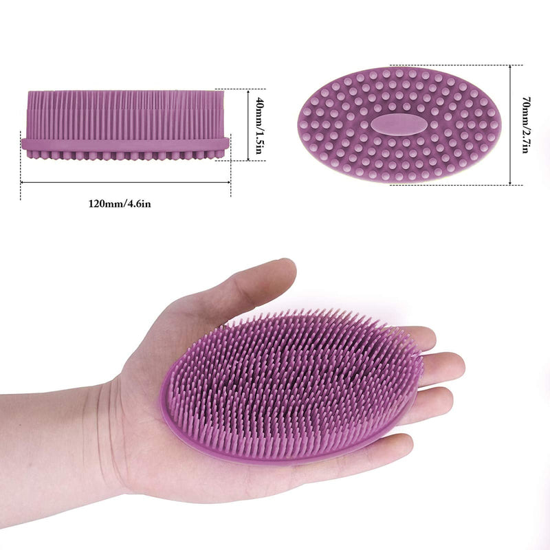 [Australia] - Body Brush,Silicone Body Bath Brush Double Side Back Scrubber Handle Bath Shower Brushes Scrubbers with Ultra Soft Bristles,Non-Slip 