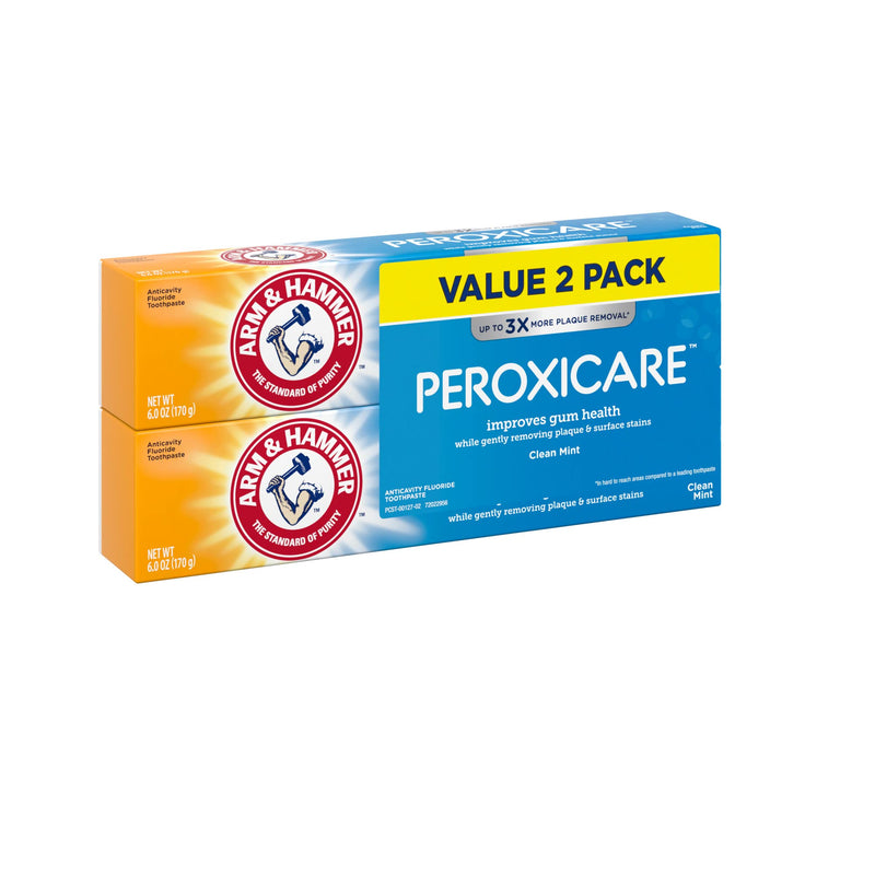 [Australia] - ARM & HAMMER Peroxicare Toothpaste, TWIN PACK (Contains Two 6oz Tubes) – Clean Mint- Fluoride Toothpaste 6 Ounce (Pack of 2) 