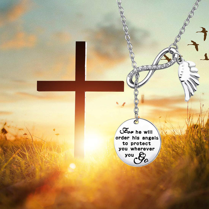 [Australia] - CHOORO Bible Verse Keychain for He Will Order His Angels to Protect You Wherever You Go Religious Jewelry Christian Gift (for he Will Order yn) 