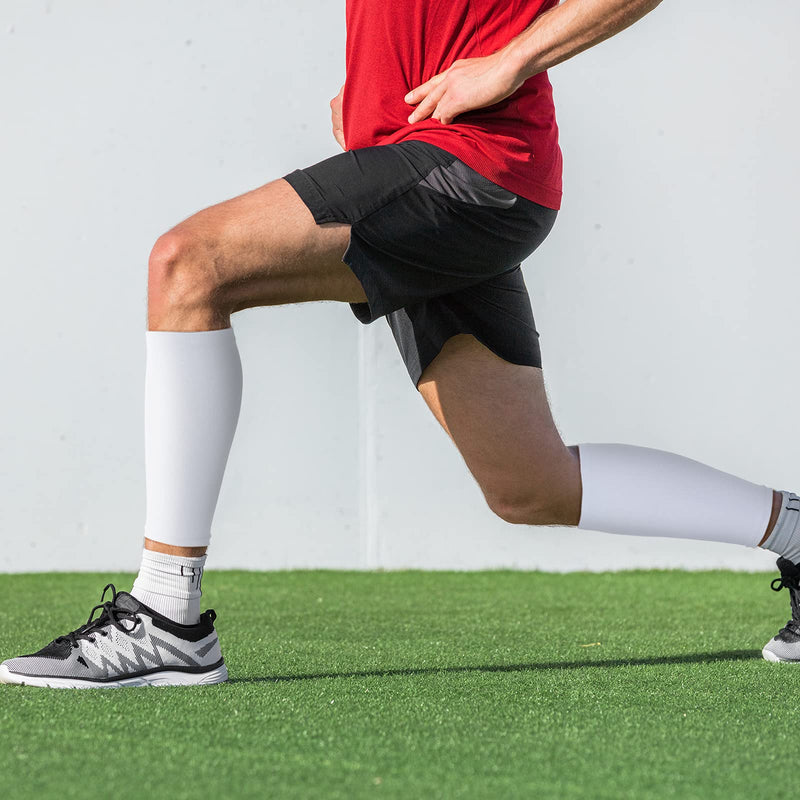 [Australia] - 3 Pairs Football Leg Sleeve for Men Calf Compression Football Sleeve Soccer Leg Sleeve for Adult Youth Women Athletes (Black, White, Blue,Large) L Black, White, Blue 