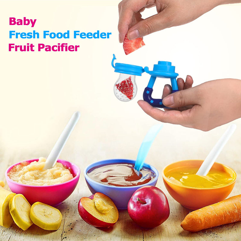 [Australia] - Baby Fruit Feeder JUYOO Weaning Dummies Set Include 3 Pcs Food Feeder Pacifiers with Pacifier Clips Teething Dummy for Babies Infant Toddlers 