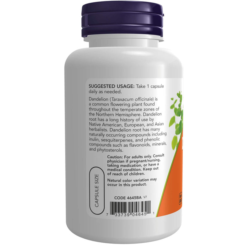 [Australia] - NOW Supplements, Dandelion Root (Taraxacum officinale) 500 mg, Herbal Supplement, 100 Veg Capsules 