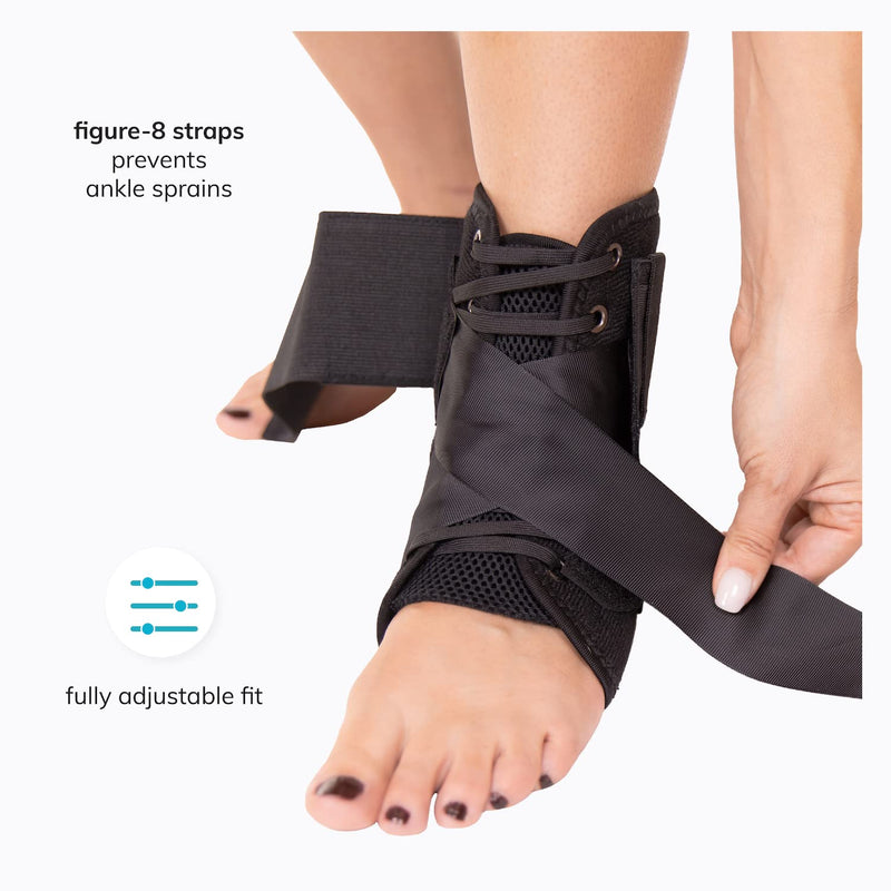 [Australia] - BraceAbility ASO Ankle Brace - Lace-Up, Figure-8 Stabilizer Support for Twisted, Rolled, Sprained Pain Relief - Walking, Running, Basketball Injury Recovery Treatment Wrap for Men, Women, Kids (M) Medium 