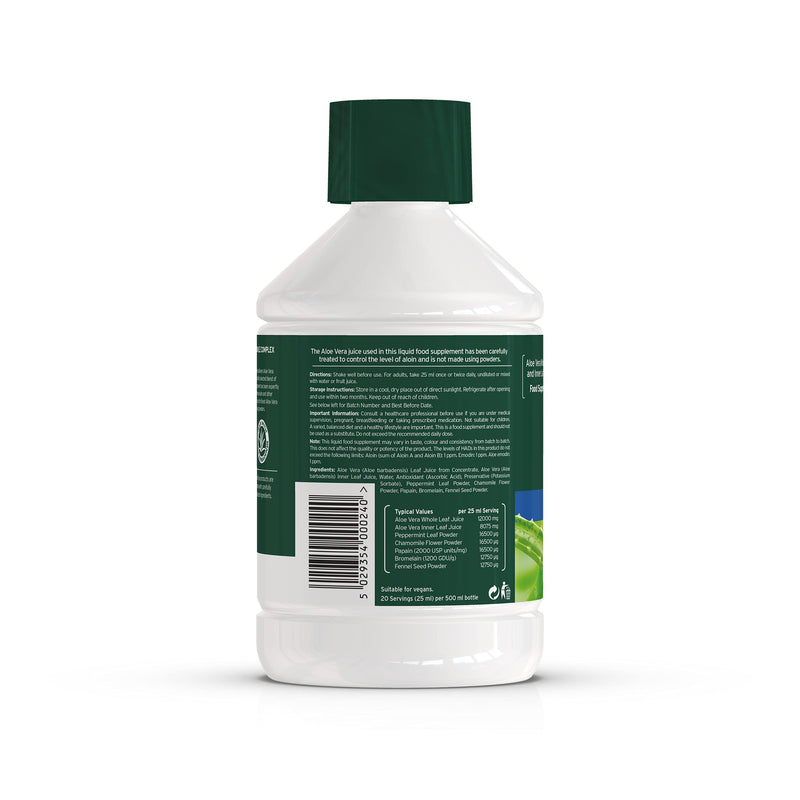 [Australia] - Aloe Vera Peppermint & Chamomile Juice, Natural, Vegan, Cruelty Free, Digestive Enzymes, Papian & Bromelain, Food Supplement, 500ml, Aloe Pura 