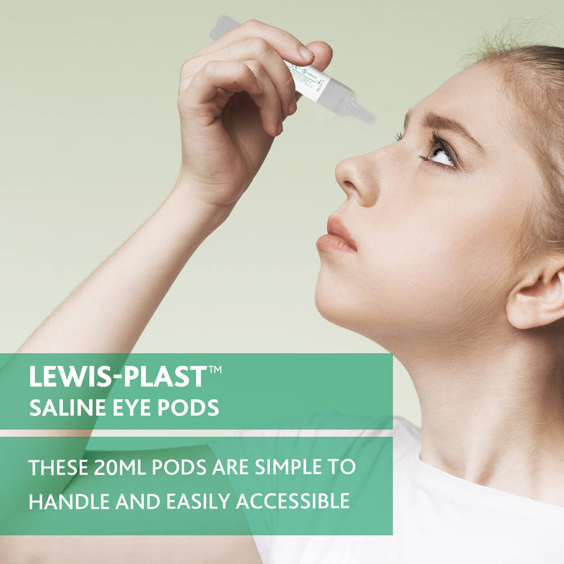 [Australia] - Lewis-Plast Premium 20ml Saline Eye Wash Pods Box of 25 - Contains Sodium Chloride 0.9% W/V Sterile Non-Toxic 20ml Pods for Minor Eye Irritation 20 Pods 