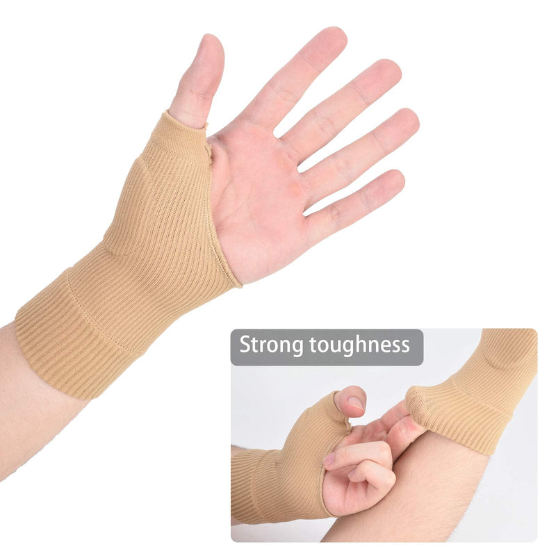 [Australia] - Wrist Thumb Compression Arthritis Gloves(1 Pair),Breathable Wrist Support Brace Wrist Sleeve with Gel Thumb Injury Pads,Comfortable Carpal Tunnel Sleeve for Hand Thumb Wrist Joint Relieve Pain Beige 