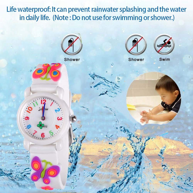 [Australia] - Kids Gift Cartoon Waterproof Watches Toys for Boys Girls - Best Gifts Butterfly White 