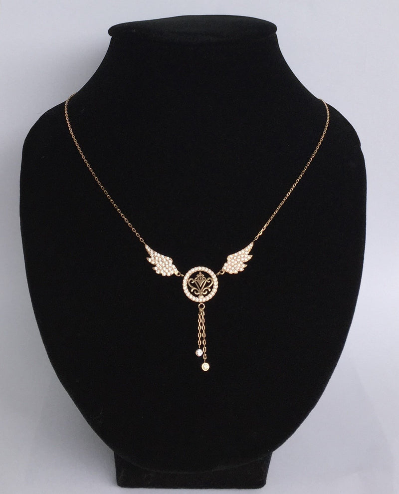 [Australia] - Mooncherry Pendant Necklace 24K Gold Plated for Women Girl Pink 