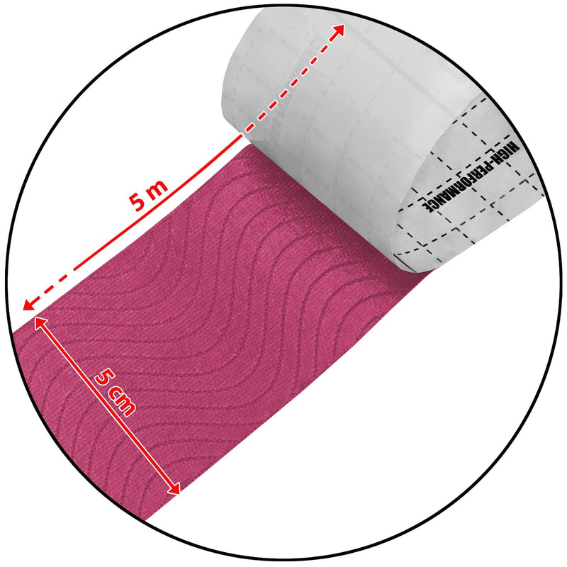 [Australia] - BB Sport 6 Rolls Kinesiology Tape Muscle Support Tape 5 m x 5 cm E-Book Application Examples Muscle Support Elastic Strapping Tape, Colour:Pink Pink 