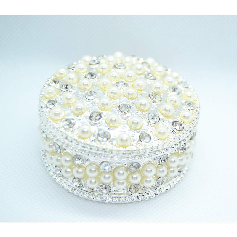 [Australia] - Aelidiya Jewelry Box Trinket Box with Pearl Rhinestones Crystal Decorative Trinket Jewelry Keepsake Storage Box Pearl3893 
