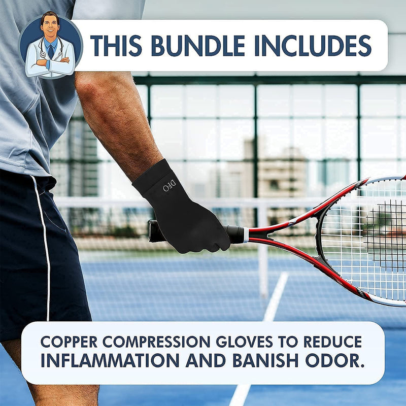[Australia] - Dr. Frederick's Original Fingerless Compression Glove Bundle - 3 Pairs - Original, Grippy, and Copper Compression Gloves - For Women & Men - Triple Pain Relief - Medium 