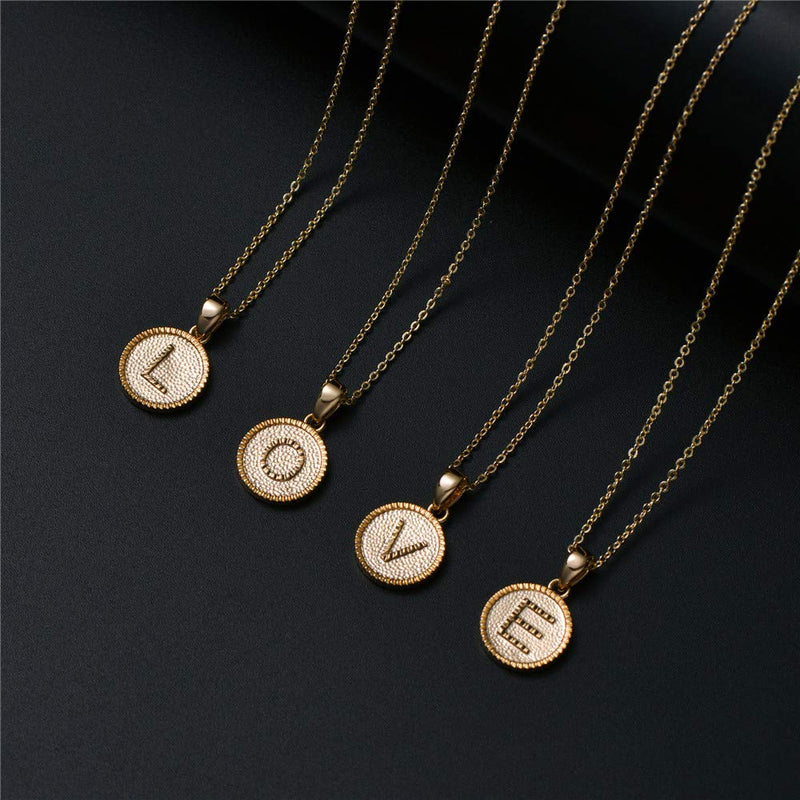 [Australia] - IEFSHINY Heart Initial Necklace for Women - 14K Gold Filled Dainty Heart Pendant Initial Letter Necklaces, Handmade Engraved Alphabet Monogram Necklaces Jewelry Gift Idea for Women Teen Girls A-disc 