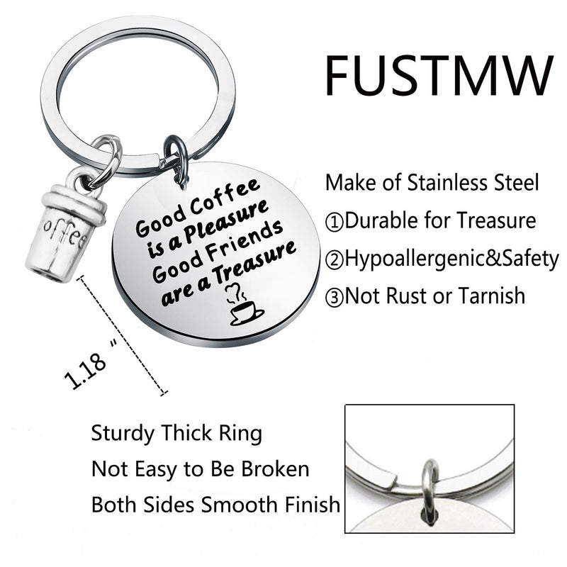 [Australia] - FUSTMW Coffee Lover Keychain Coffee Friends Gifts Barista Gifts Coffee Themed Friendship Jewelry BFF Birthday Gifts silver 