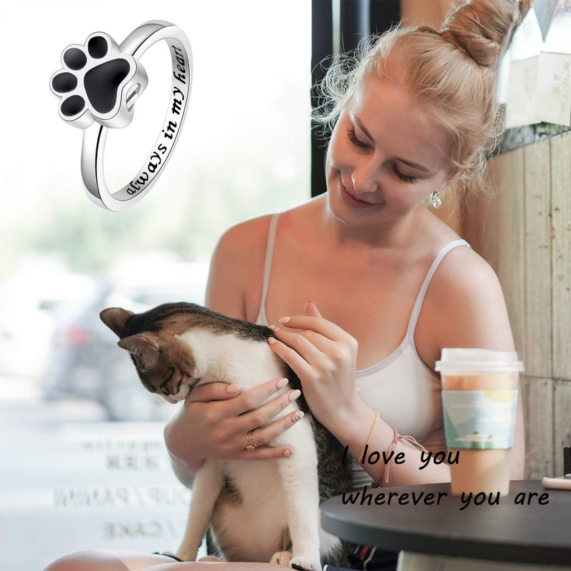 [Australia] - FREECO Sterling Silver Forever in My Heart Cremation Urn Ring Hold Loved Pets Dog Ashes for Women Finger Ring Memorial Jewelry 8 