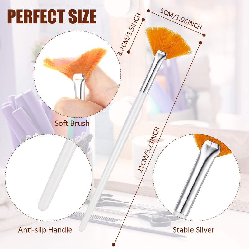 [Australia] - 8 Pieces Fan Facial Brushes Fan Applicator Long Handle Makeup Brush Cosmetic Tools for Makeup (White, Orange) White, Orange 