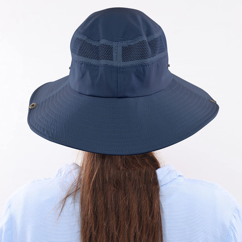 [Australia] - SIYWINA Sun Hat Fishing Protection Hat Breathable Hiking Adjustable Mesh Safari Cap Summer Essentials Blue 
