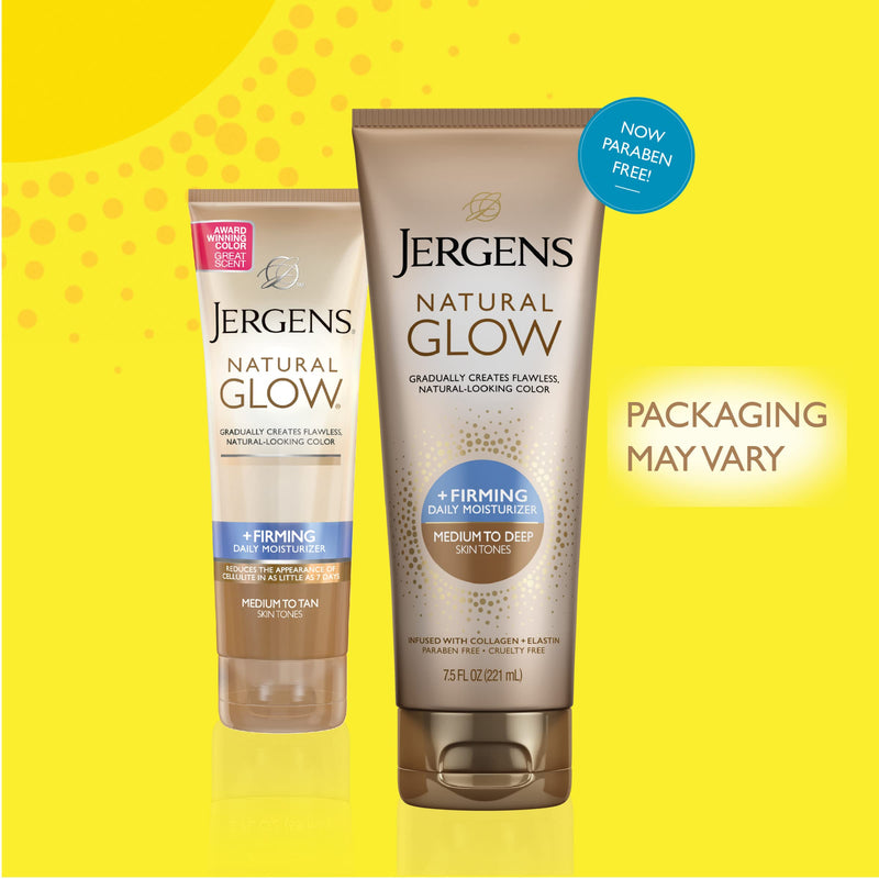 [Australia] - Jergens Natural Glow +FIRMING Body Lotion, Medium to Deep Skin Tone, 7.5 Fl Oz Sunless Tanning Daily Moisturizer, featuring Collagen and Elastin, Helps to Visibly Reduce Cellulite +Firming Daily Moisturizer, Medium to Deep, 7.5 Ounce 