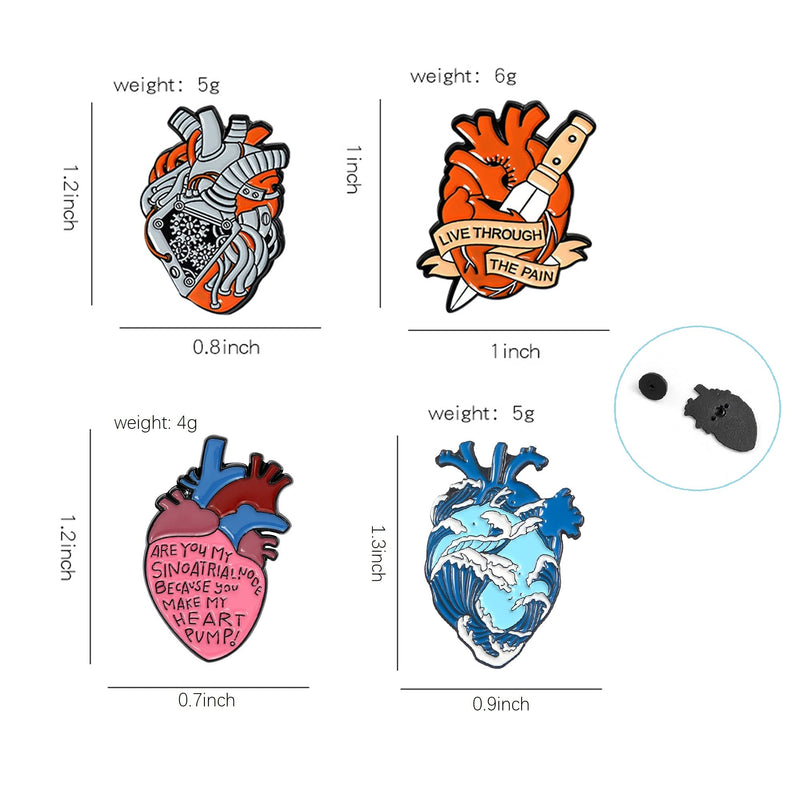 [Australia] - Fashion Enamel Pin Set Anatomic Heart Brooch Pins with Various Novel Designs Artistic Lapel Pins Accessory for Backpacks Badges Hats Bags for Women Girls Kids Gift Steampunk 