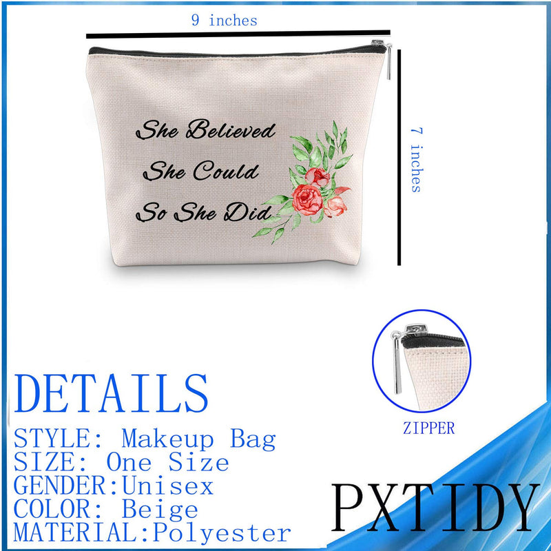 [Australia] - PXTIDY Initial Makeup Bag Big Letter Script Name Monogram Personalized Travel Makeup Bag for Women Inspirational Gifts She Believed She Could So She Did(J) J 